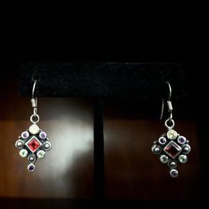 Multi-gem drop earrings